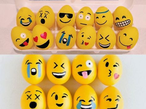 emoji-easter eggs Kids Egg Decorating Competition, Faces To Draw On Eggs, Egg With A Face, Painted Egg Competition, Emoji Easter Eggs, Easter Egg Pictures, Cool Easter Eggs, Funny Easter Eggs, Happy Easter Quotes