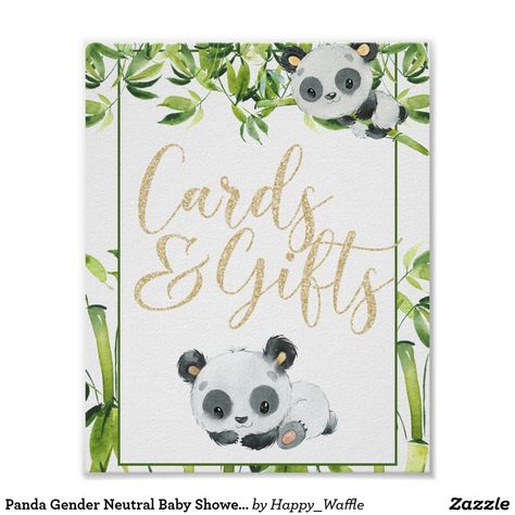 Panda Gender Neutral Baby Shower Cards and Gifts Poster Panda Baby Showers, Baby Shower Guestbook, Bamboo Panda, Panda Nursery, Panda Theme, Neutral Party, Baby Shower Party Decor, Baby Shower Gender Neutral, White Baby Showers