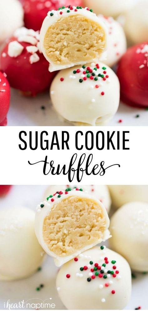 Sugar Cookie Truffles, Making Sugar Cookies, Cookie Truffles, No Bake Sugar Cookies, Christmas Baking Recipes, Cookies Cream, Dessert Party, Christmas Snacks, Christmas Cooking