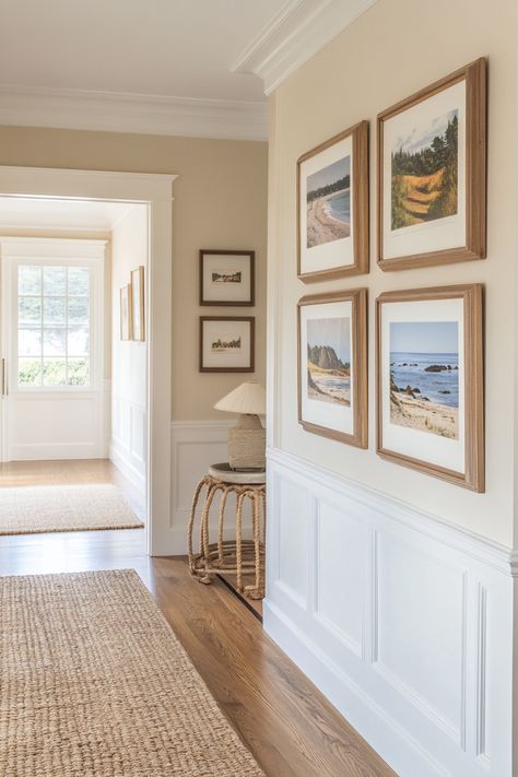 Turn your home into a stunning classic coastal decor magnet with these tips and tricks. Coastal Grandma House Aesthetic, Coastal Craftsman Interior Decor, Coastal Cowboy Home, Coastal Grandmother Aesthetic Interior, Coastal Grandma Decor, Coastal Home Decor Ideas, Coastal Basement, Coastal Entryway Ideas, Coastal Fall Decor Ideas