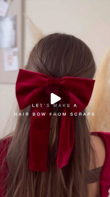 S E W I N G & P A T T E R N S on Instagram: "I had some scraps from my last project and decided to make this cute festive hair bow ✨ What do you think? #sewing #sewingproject #sewingpattern #patterndesign #hairbow #fabricscraps" Bows For Hair Diy, Velvet Hair Bow Diy, Hairbow Making Tutorials, How To Sew Bows For Hair, Bow Sewing Tutorial, Cloth Bows Diy, How To Sew Hair Bows, How To Sew A Hair Bow, Hair Bow Sewing Pattern