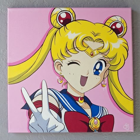 Sailor Moon Painting, Moon Painting Ideas, Moon Acrylic Painting, Moon Acrylic, Anime Canvas Painting, Saylor Moon, Arte Sailor Moon, Sailor Moon Stars, Sailor Moon Usagi