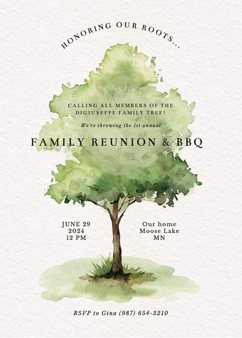 Back to Roots - Family Reunion Invitation Template | Greetings Island Family Reunion Invitation Ideas, Family Reunion Themes Ideas, Family Reunion Ideas Themes, Family Reunion Theme, Family Reunion Invitations Templates, Family Reunion Ideas, Family Reunion Themes, Family Reunion Activities, Reunion Invitation