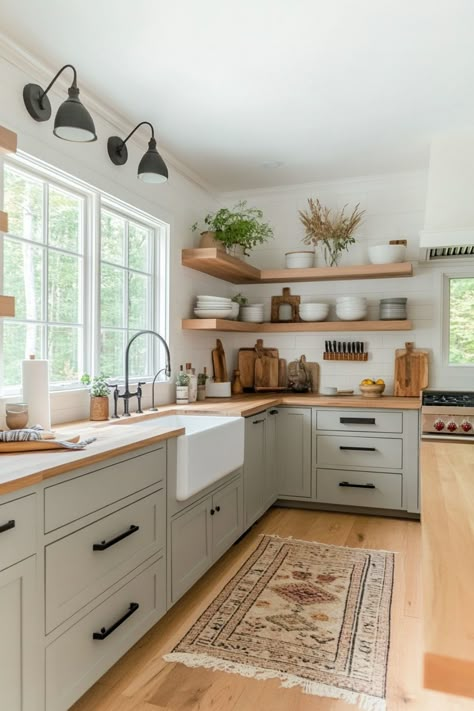 If you want a stylish gray kitchen then you need to see these examples for quick inspo! Modern Organic Kitchen, Kitchen Examples, Trendy Kitchen Design, Cozy Scandinavian, Warm Wood Tones, Kitchen Remodel Inspiration, Gray Kitchen, Kitchen Design Trends, Remodel Inspiration