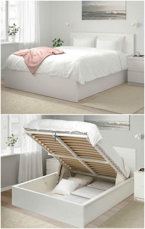 Beautiful Bed Designs, Cama Ikea, Bed Designs With Storage, Simple Bed Designs, Beds For Small Spaces, Ikea Products, Small Bedroom Furniture, Crate Ideas, Milk Crate