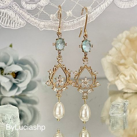 Blue Wedding Earrings, Bridal Dangle Earrings, Wedding Earrings Pearl, Blue Bridal Earrings, Crystal Wedding Earrings, Bridal Pearl Earrings, Bridal Drop Earrings, Pearl Bridal Earrings, Blue Chandelier