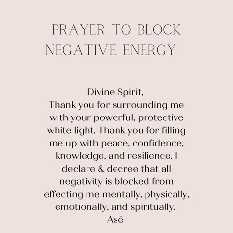 Block Negative Energy, Negative Energy Cleanse, Smudging Prayer, Divine Spirit, Spiritual Psychology, Spiritual Awakening Signs, Chakra Affirmations, Spiritual Prayers, Healing Affirmations