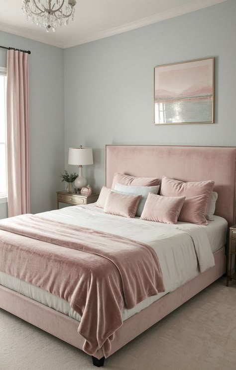 Soft Pink Bedroom, Pink Bedroom Accessories, Dusty Pink Bedroom, Pink Bedroom Walls, Blush Pink Bedroom, Pink Bed, Gorgeous Bedrooms, Pink Bedrooms, Girly Room