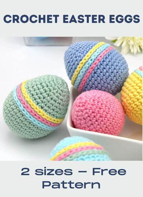 Crochet Easter eggs free pattern – 2 sizes Crochet Easter Eggs, Easter Crochet Patterns Free, Crochet Easter Basket, Easter Egg Pattern, Crochet Easter, Crochet Bunny Pattern, Modern Crochet Patterns, Easter Crochet Patterns, Front Porch Christmas Decor Ideas