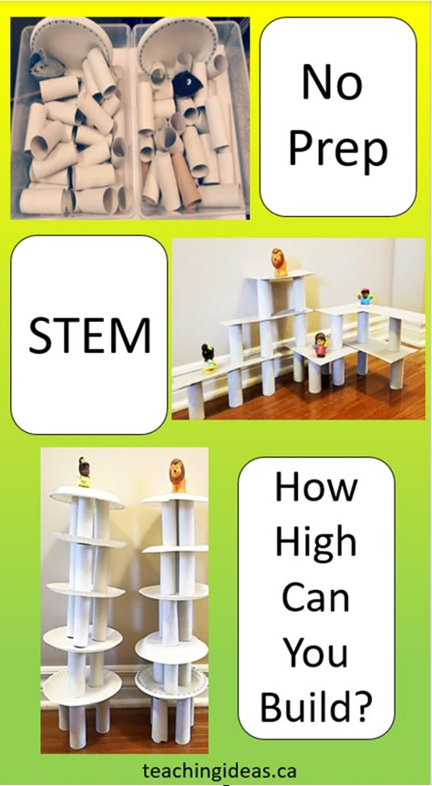 Building Crafts For Kindergarten, Tower Activities For Preschool, Building Challenges Kindergarten, Montessori Building Activities, Stem Challenges Preschool, Pre K Building Theme Activities, Builders Activities For Preschool, First Grade Group Activities, Engineering Activities For Preschool