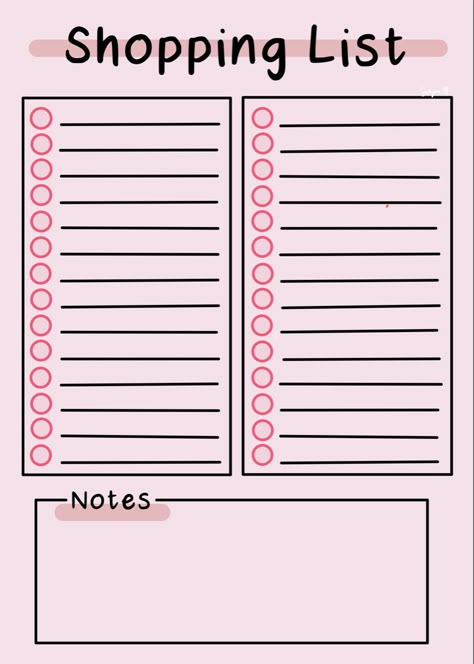 Daily Planner Template Free Printables, Noteful Templates, Bullet Journal Shopping List, Shopping List Aesthetic, Journal Ideas Design, Planer Design, Cute Daily Planner Template, Cute To Do List, To Do List Aesthetic