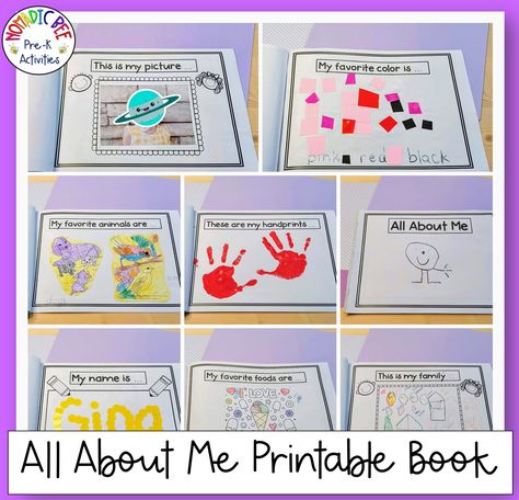 This All About Me Printable Book is a fun way to get to know each other at the beginning of the school year. Perfect for Pre-K to Grade 1. First Month Of Preschool Activities, Beginning Of The Year Art Preschool, Pre K About Me Activities, Scholastic Pre K On My Way, All About Me Books Preschool Free Printable, All About Me Anchor Chart Preschool, Getting To Know You Activities For Prek, All About Me Bags For Preschool, All About Me Questions Preschool