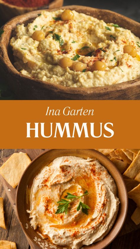 Ina Garten Hummus Hummus With Olive Oil, Hummus Recipe With Canned Chickpeas, Dishes With Tahini, Tahini Hummus Recipe, What To Make With Hummus, Mediterranean Diet Hummus Recipe, Hummus Recipes Homemade, Dill Pickle Hummus Recipe, Humas Recipe Easy