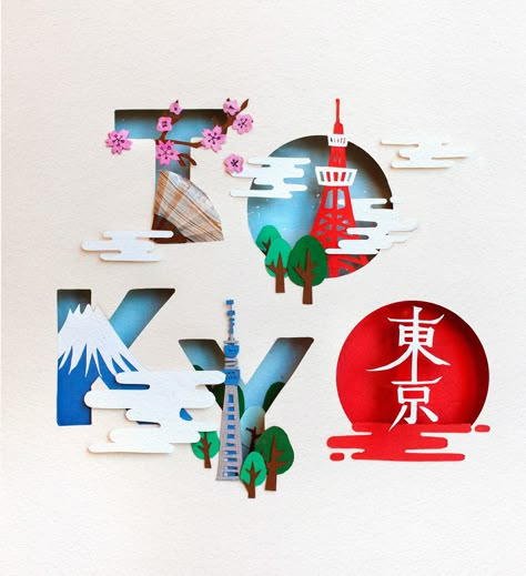 Check out this @Behance project: "3D Cutout Paper Typography / TOKYO" https://www.behance.net/gallery/59216839/3D-Cutout-Paper-Typography-TOKYO Paper Cutout Typography, Collage Art Typography, Cutout Graphic Design, Tokyo Typography, 3d Tipografi, Arte Pop Up, Paper Typography, 3d Typography Design, Cutout Art