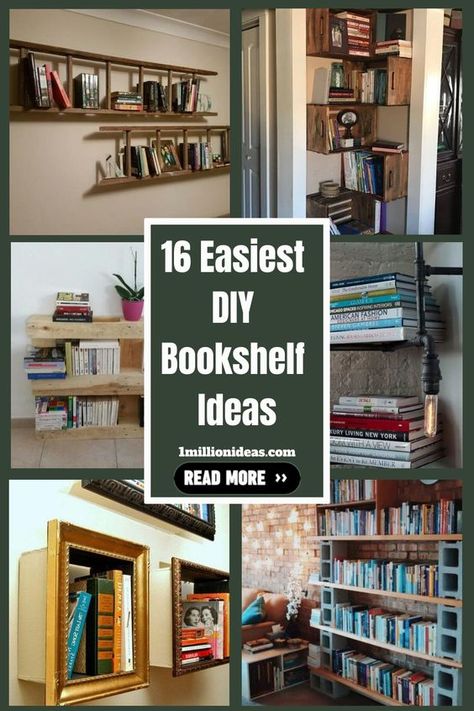 Lots of books stacked on your desk make them look like a mess. What are the solutions to organize them better? Look… Invisible Book Shelf Ideas, Diy Library Wall Bookshelf Ideas, Book Case Diy Ideas, Wall Mounted Book Shelf Ideas, Diy Hanging Bookshelf, Hanging Bookshelf Ideas, Diy Bookcase Wall, Diy Wall Bookshelves, Creative Bookshelves Diy