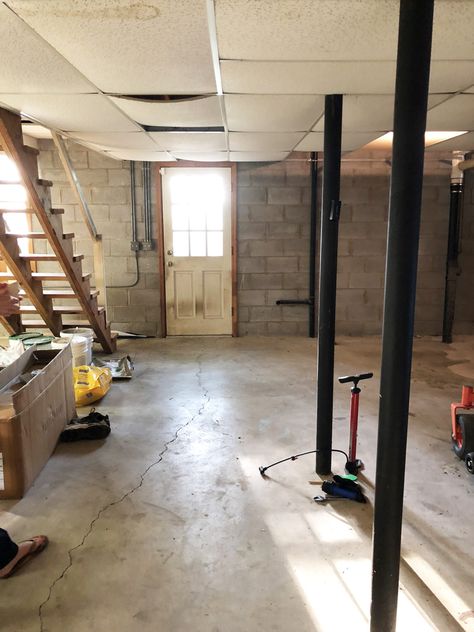 the pole basement project Basement Poles Ideas, Ideas For Poles In Basement, Hiding Basement Poles, Hide Poles In Basement, Basement Ideas With Poles, Basement With Poles In Middle, Basement Support Pole Ideas, Basement Remodel With Poles, Boxing In Basement Pole