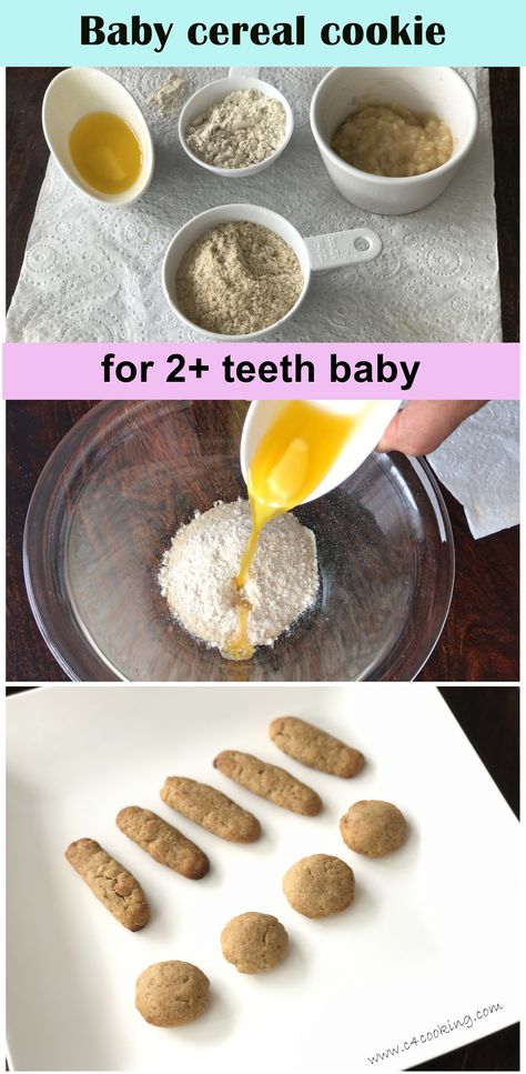 Baby cereal cookie (baby fingerfood recipes) | c4cooking Teething Recipes, Baby Cereal Recipes, Baby Teething Biscuits, Baby Fingerfood, Baby Led Weaning Food, Finger Snacks, Fingerfood Baby, Teething Biscuits, Recipes For Baby