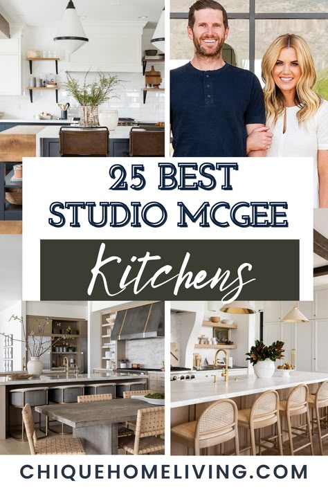 Do you want your kitchen to look elegant and aesthetically pleasing? If so, check out these elegant Studio McGee kitchens that are sure to inspire your next remodel. Studio Mcgee Inspired Kitchen, Shea Mcgee Kitchen, Kitchen Studio Mcgee, Mcgee And Co Kitchen, Large Kitchen Layout, Transitional Modern Kitchen, Traditional Modern Kitchen, Mcgee Kitchen, Studio Mcgee Kitchen