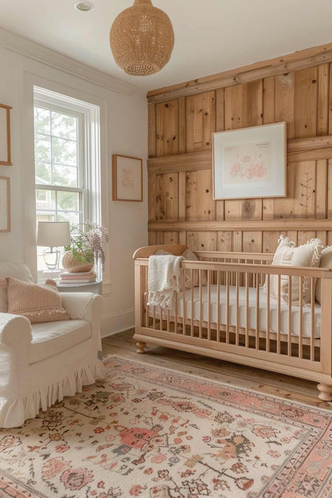 50 Rustic Baby Girl Nursery Inspirations for a Serene Haven Western Farmhouse Nursery, Farmhouse Inspo Interior, Baby Girl Country Nursery, Simple Western Nursery, Crib In Corner, Southern Nursery Girl, Vintage Cowgirl Nursery, Western Boho Nursery Girl, Girl Vintage Nursery