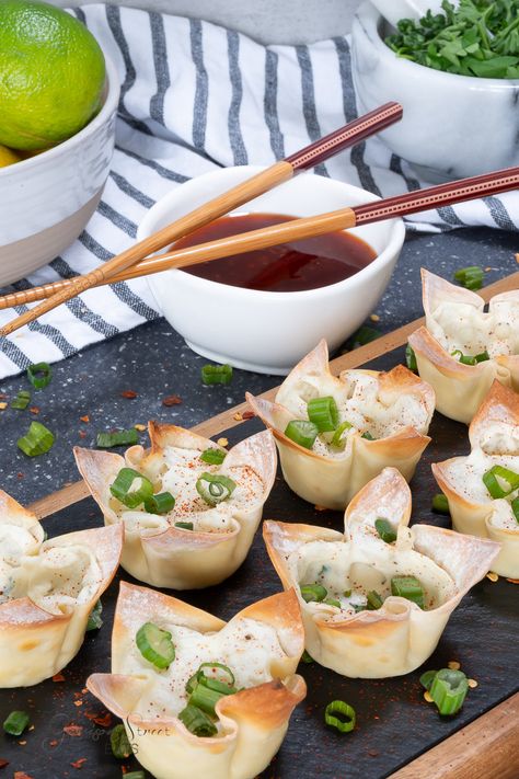 Crab Cream Cheese Wonton Cups aka Crab Rangoons | ©GarrisonStreetEats | Crab | Cream Cheese | Wonton | Cups | Crab Rangoon | Recipe | Homemade | Easy | Filling Recipe | Appetizer | Sweet | Savory | Baked | Simple | Crab Rangoon Baked | Homemade Crab Rangoon Filling | Cream Cheese Rangoon Recipe | Crab Wonton Recipe | Muffin Pan | How to make | Chinese | TikTok Snacks | Party Food | Super Bowl | Football Food | Crab Cheese Wontons | Crab Wonton Cups | Bites | Wonton Cups Appetizers Cream Cheese Wonton Cups, Cream Cheese Rangoon Recipe, Cheese Rangoon Recipe, Cream Cheese Rangoon, Wonton Wrapper Recipes Appetizers, Crab Rangoon Filling, Cheese Rangoon, Wonton Cups Appetizers, Tiktok Snacks