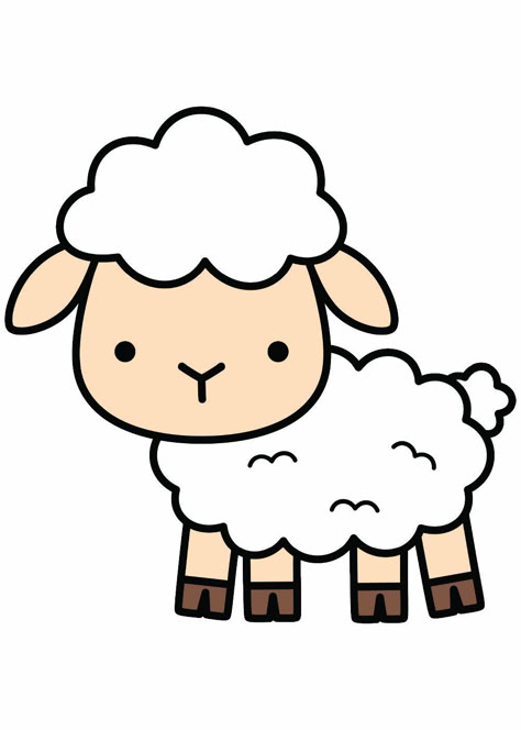 Draw A Sheep, Sheep Sticker, Farm Cartoon, Sheep Drawing, Sheep Cartoon, Cartoon Sheep, Easy Animal Drawings, ملصق ديني, Baby Animal Drawings