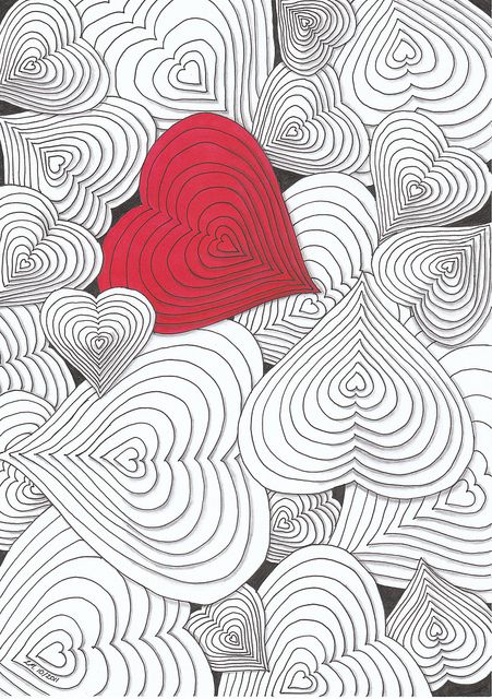 Meditation/Mindfulness: A great example of a simple shape taken to the next level. Tangles are the new mandalas ;) Craftwise. Modele Zentangle, Heart Artwork, Tangle Doodle, Zentangle Designs, Tangle Art, Valentines Art, Doodles Zentangles, Zen Doodle, Zentangle Art