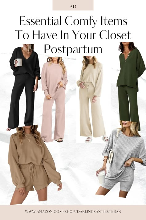 Coming Home Outfit For Mom After Birth Fall, Cute Going Home Outfits For Mom, Postpartum Lounge Set, Postpartum Pajamas, Cozy Postpartum Outfits, Post Partum Hospital Outfit, Best Postpartum Outfits, Spring Postpartum Outfits, Mom Going Home Outfit