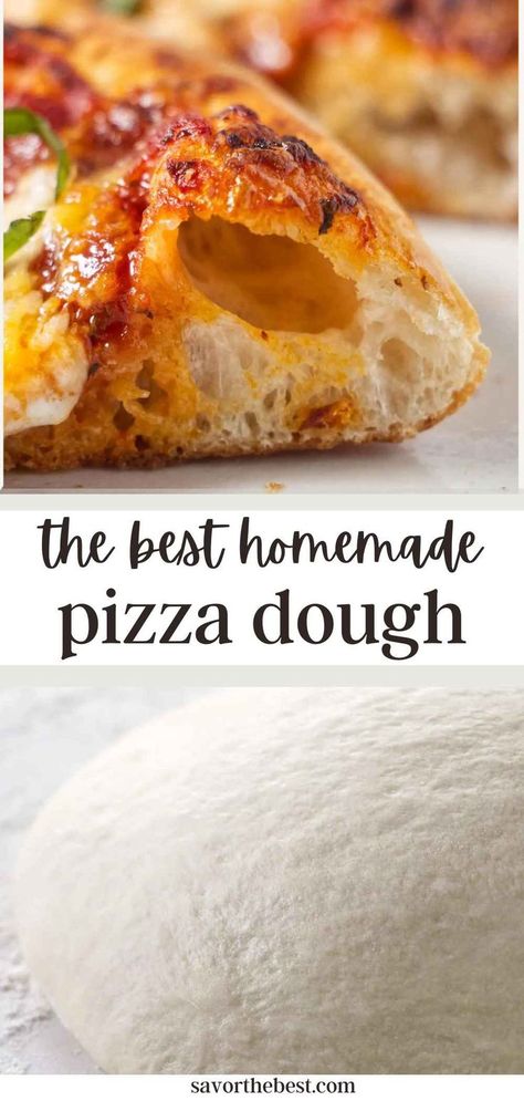 Two photos of homemade pizza dough. Pizza Flour Dough, Pizza Doe Recipe Easy, Pizza Dough Recipe Fast Acting Yeast, Best Quick Pizza Dough Recipe, Flavorful Pizza Dough, Pizza Yeast Dough Recipe, Simple Pizza Crust Recipe, Basic Pizza Dough, Easy Fast Pizza Dough Recipe