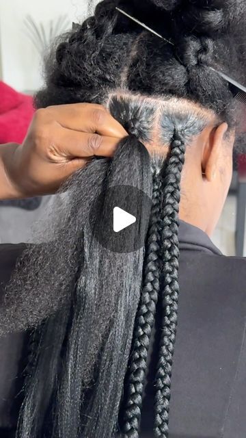 Adding Hair To Braids, How To Do Large Knotless Braids, Box Braids Hairstyles Large, Thick Braids With Beads, Large Short Knotless Braids, Box Braids For Short Hair, Chunky Knotless Braids, Box Braid Knotless Box Braids, Jumbo Box Braids With Cornrows