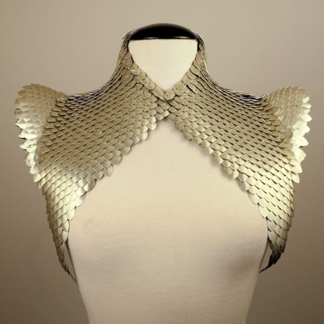 Chainmaille Clothing, Scale Armor, Chain Art, Scale Mail, Neck Corset, Costumes Ideas, Dragon Scale, Twin Stars, Looks Black