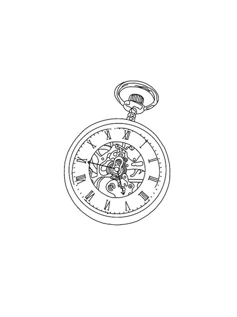 Simple Pocket Watch Drawing, Pocket Watch Drawing, Watch Drawing, Pocket Watch, Quick Saves