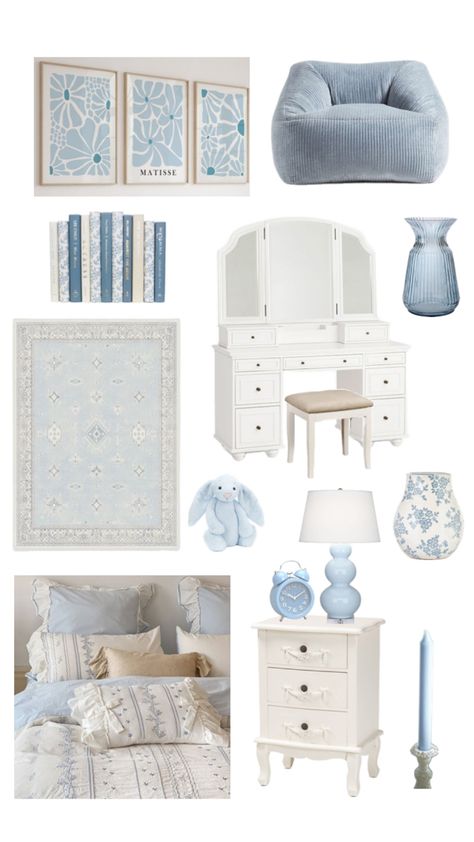 Blue And White Room, Coastal Room Decor, Blue Room Decor, Beach Room Decor, Teen Girl Room Decor, College Dorm Room Decor, Guest Room Decor, Blue Room, Redecorate Bedroom