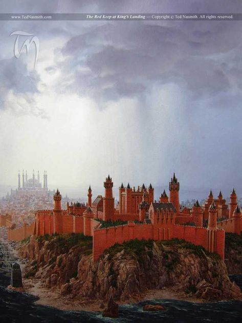 The Castles of Westeros by Ted Nasmith - Imgur Game Of Thrones Castles, Ted Nasmith, The Red Keep, Grand Architecture, Kings Landing, Eclipse Lunar, George Rr Martin, King's Landing, Asoiaf Art