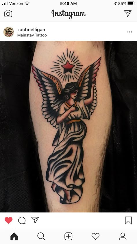 Angel Tattoo Men Traditional, Old School Tarot Tattoo, Traditional Style Angel Tattoo, American Traditional Tattoos Angel, Angel American Traditional Tattoo, Old School Angel Tattoo, American Traditional Angel Tattoo, Angel Tattoo Traditional, American Traditional Angel