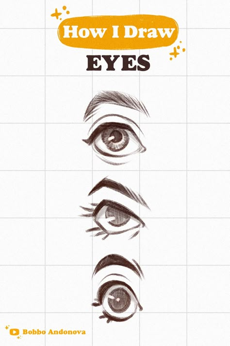 Drawing Eyes Illustration, How To Draw Character Eyes, Stylized Eyes Tutorial, Different Style Eyes Drawing, Disney Eyes Tutorial, Drawing Eyes Side View, Types Of Eyes Sketch, Disney Eyes Reference, Types Of Animation Styles