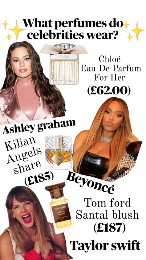 What perfumes do celebrities wear? #celebrities #outfitinspo #perfume Celebrity Perfume, Ashley Graham, Perfume Spray, Beyonce, Spray, Celebrities, How To Wear, Beyoncé