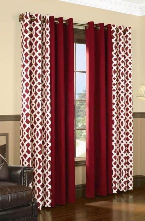 Red Curtains Living Room, Brown Curtains, Window Treatments Bedroom, Living Room Decor Curtains, Living Room Red, Insulated Curtains, Cool Curtains, Trendy Living Rooms, Curtains Living