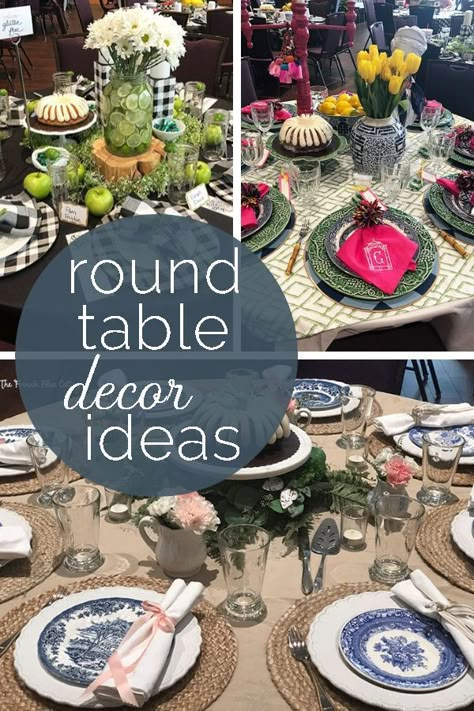 Table Decor For Round Tables, Center Piece For Kitchen Table Everyday, Round Table Setting Ideas Home, Small Round Table Setting Ideas, Round Table Romantic Decor, Ideas For Table Decorations Events, Table Runner For Round Table Dining Rooms, Round Table Dinner Setting, Rustic Round Table Setting