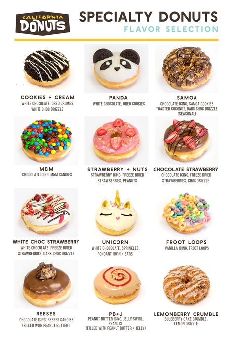 Cool Donuts Ideas, Fun Donut Ideas, Summer Donut Ideas, Donut Toppings Ideas, Donut Designs Ideas, Gourmet Donuts Ideas, Donut Shop Aesthetic, Doughnuts Aesthetic, Mini Donuts Ideas