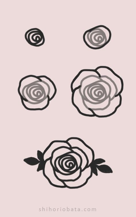 15 Easy Rose Drawing Ideas Rose For Drawing, Roses Art Drawing, How To Rose Drawing, Rose Art Reference, How Draw A Rose, How Draw Rose, Doodle Roses Easy, Mini Roses Drawing, Drawing Of A Rose Easy