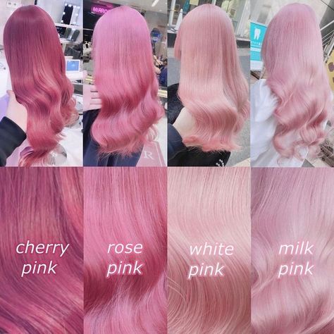 Hair Color Swatches, Light Pink Hair, Pink Hair Dye, Cute Hair Colors, Hair Color Chart, Dyed Hair Inspiration, Different Shades Of Pink, Pretty Hair Color, 90s Hairstyles