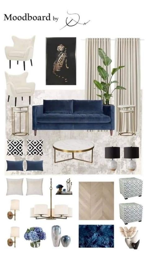 Blue Sofa Neutral Living Room, Blue Navy Living Room Decor, Lounge Navy Sofa, Navy Blue House Decor Ideas, Navy Home Interior Design, Gray Blue Black Gold Living Room, Living Room With Blue Furniture, Velvet Blue Sofa Living Room, Beige Living Rooms Ideas