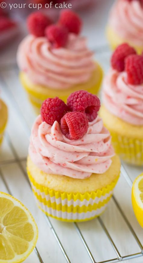 The only thing better than a cold raspberry lemonade are these Raspberry Lemonade Cupcakes! Fun fact: I actually put one in the freezer and had my boyfriend try is cold (like a lemonade) and he loved it! Okay, first things first.  People always ask about my cute colorful liners that keep their color even after baking... well they are from Sweets & Treats! They never let me down! You know I love cake mix recipes, but this one I have a scratch and cake mix version depending on what you want!  Both Raspberry Lemonade Cupcakes, Lemon Raspberry Cupcakes, Cupcakes Lemon, Cupcake Recipes From Scratch, Raspberry Frosting, Cup Of Cake, Lemonade Cupcakes, Summer Cupcakes, Raspberry Cupcakes