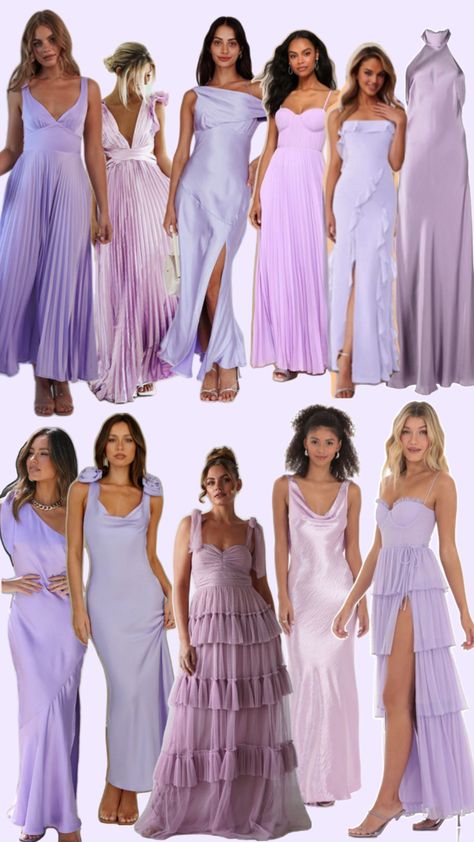 Lavender dresses formal Lavender Dress Formal, Lavender Satin Dress, Lavender Bridesmaid, Lavender Bridesmaid Dresses, Bridesmaid Inspiration, Lavender Dresses, Satin Bridesmaid Dresses, Dresses Formal, Satin Dress