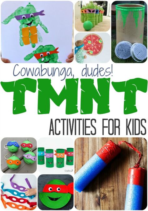 TMNT Kids Activities - Teenage Mutant Ninja Turtles kids activities they will love! Ninja Turtle Crafts For Preschoolers, Ninja Turtle Crafts For Kids, Tmnt Activities, Tmnt Party Games, Ninja Turtle Party Games, Ninja Turtle Crafts, Tmnt Action Figures, Ninja Turtle Games, Tmnt Kids