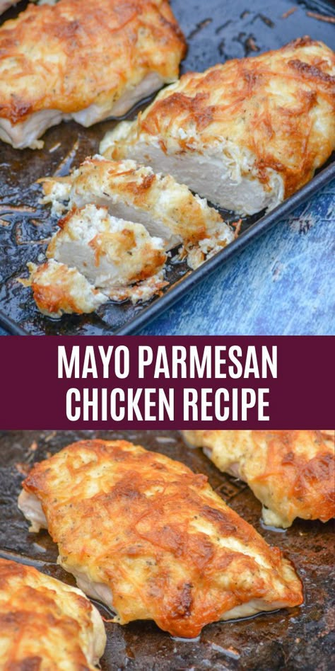 Parmesan Crusted Chicken With Mayo, Mayo Parmesan Chicken, Chicken With Mayo, Mayo Chicken, Chicken Breast Recipes Baked, Parmesan Crusted Chicken, Chicken Entrees, Chicken Thigh Recipes Baked, Chicken Crockpot