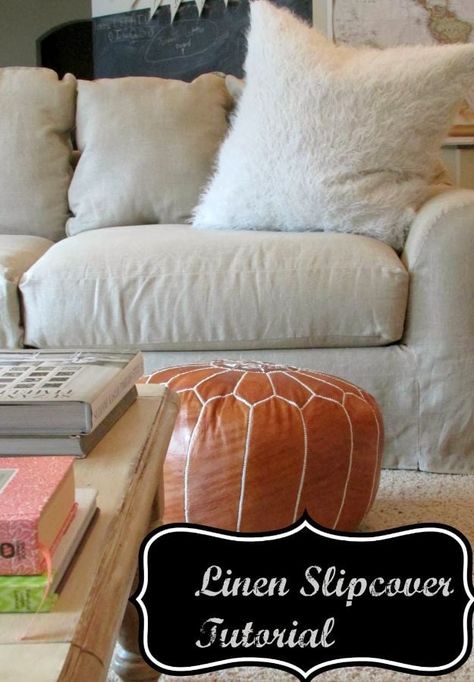 DIY Slipcovers - Linen Slipcovered Couch - Do It Yourself Slip Covers For Furniture - No Sew Ideas, Easy Fabrics Four Couch and Sofa Cover - Chair Projects and Ideas, How To Make a Slip cover with step by step tutorial and instructions - Cool DIY Home and Living Room Decor #slipcovers #diydecor Diy Slip Cover Sofa, How To Make A Sofa Slipcover, Sectional Slipcover Diy, Diy Couch Cover With Sheets No Sew, Diy Sofa Cover Do It Yourself, Diy Slipcovers For Couch, How To Make Sofa Covers At Home, Diy Sofa Cover No Sew, Couch Covers Diy