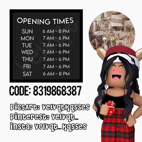 Bloxburg Store Hours Decal, Bloxburg Cafe Opening Times, Menu For Bloxburg Cafe, Bloxburg Cafe Hours Decals Codes, Bloxburg Order Here Decals Codes, Bloxburg Restaurant Logo Decal Codes, Bloxburg Cafe Painting Codes, Bloxburg Coffee Shop Menu Decals Codes, Bloxburg Public Pool Decals