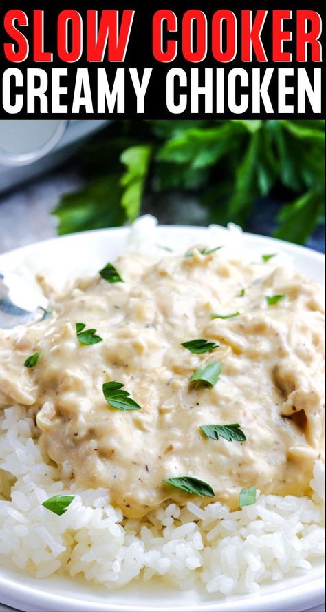 NA Shredded Chicken And Gravy, Chicken Recipes With Cream Cheese, Chicken And Rice Crockpot, Creamy Crockpot Chicken, Crockpot Chicken And Gravy, Pasta For Dinner, Chicken And Gravy, Slow Cooker Creamy Chicken, Crockpot Chicken Breast