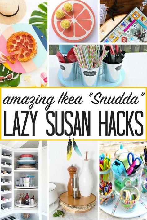 Lazy Susan Turntable Hacks | Heathered Nest | Rule Your Roost . Dress Your Nest . Ruffle Some DIY Feathers Lazy Susan Storage Ideas, Lazy Susan Hacks, Diy Lazy Susan Turntable, Lazy Susan Designs, Organizing Inspiration, Diy Lazy Susan, Lazy Susan Organization, Hacks Ikea, Penny Pinching